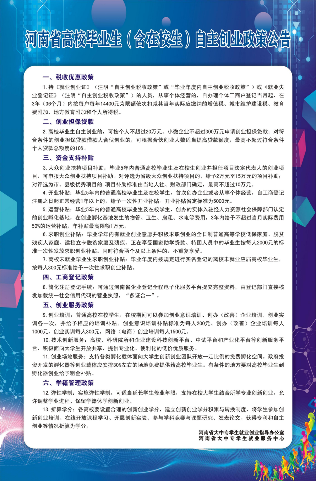 河南省高校毕业生（含在校生）自主创业政策公告